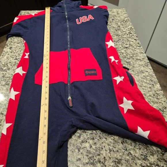 Tipsy Elves USA Jumpsuit Men medium patriotic 1 Piece Pajamas 4th July Olympics - Picture 8 of 11